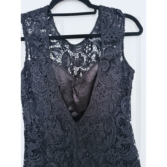 Alythea Black Lace Overlay Fitted Sheath Dress Medium Whimsigoth Formal Cocktail - Picture 5 of 10